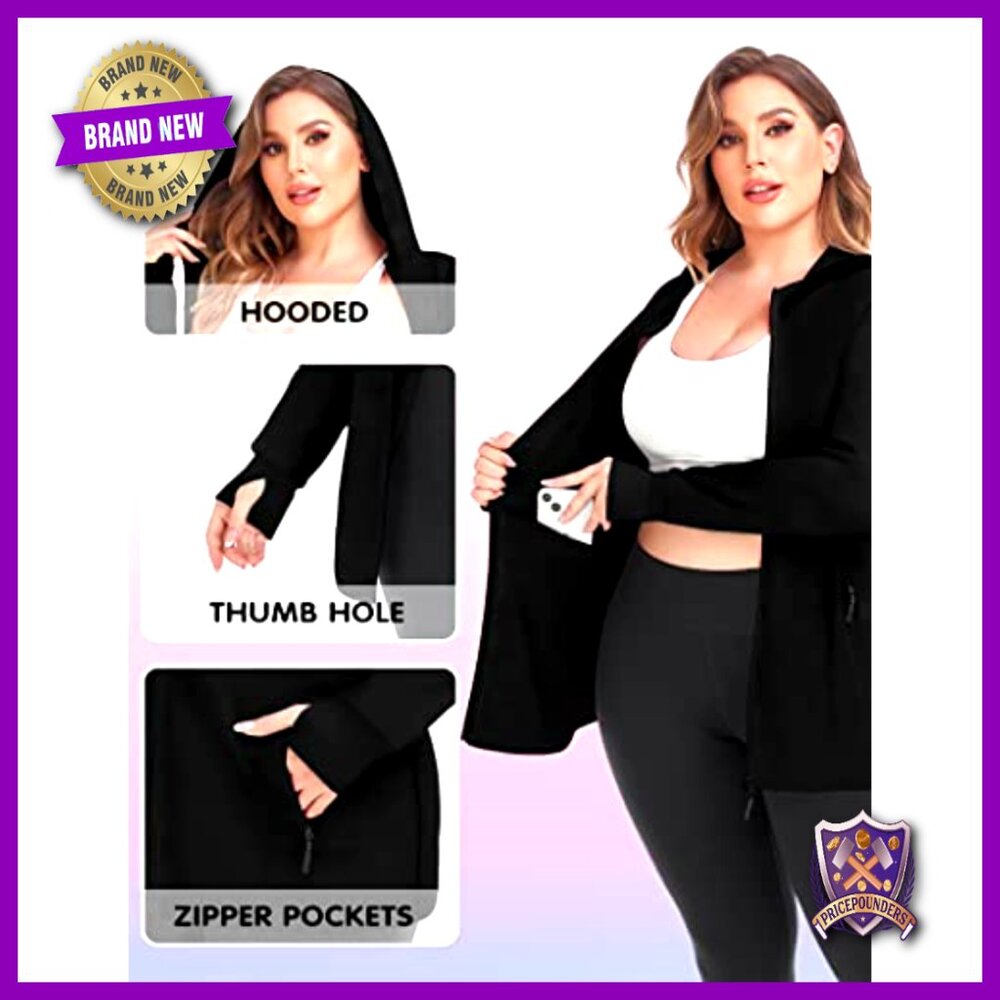 Plus Size Full Zip Workout Jacket Lightweight Hoo… - image 3